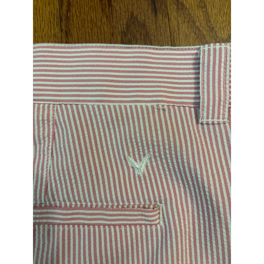 Callaway Pink and White Striped Sear Sucker Shorts Size 38 - Picture 11 of 11